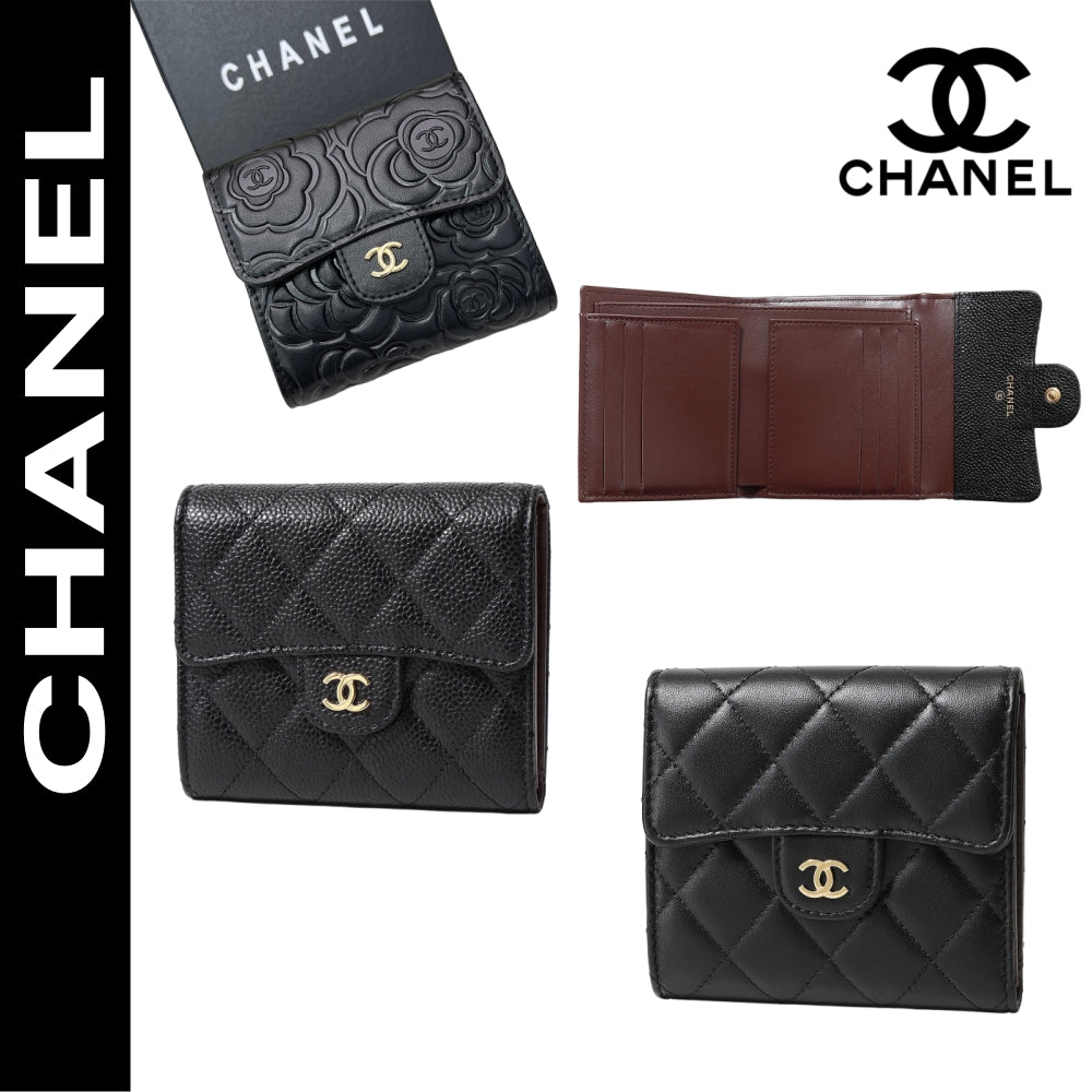 【シャネル】マトラッセ♪二つ折り財布 ♪ミニウォレット*キャビアスキン黒AP0229 AP0231