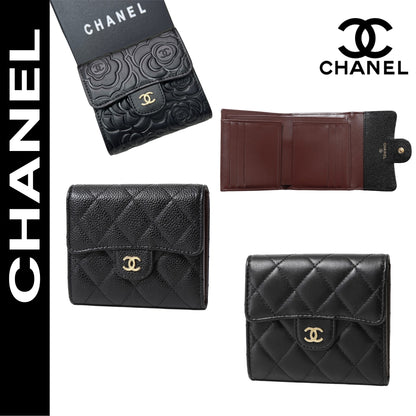 【シャネル】マトラッセ♪二つ折り財布 ♪ミニウォレット*キャビアスキン黒AP0229 AP0231